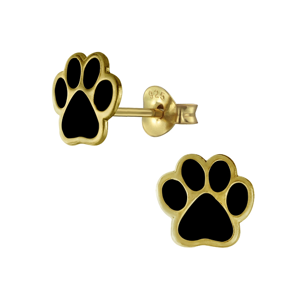 Silver Paw Print Stud Earrings - 2560