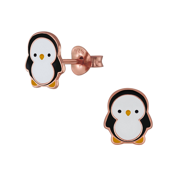 Silver Penguin Stud Earrings - 2727