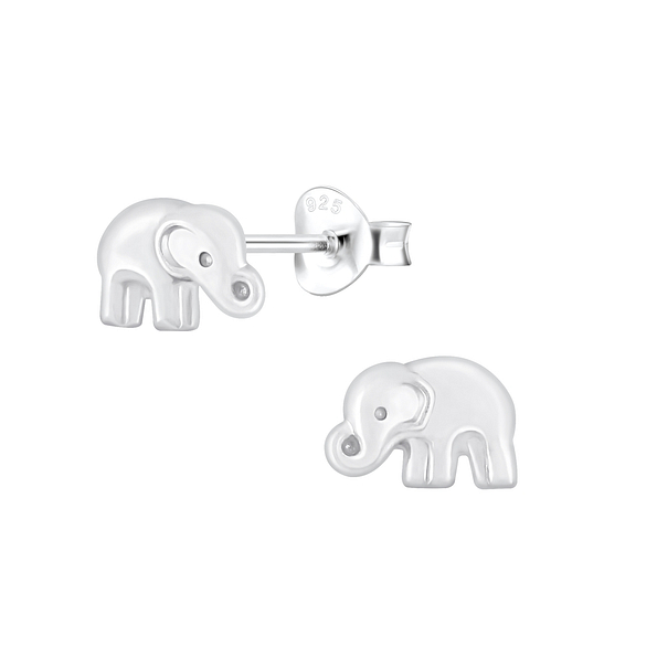 Silver Elephant Stud Earrings - 2466