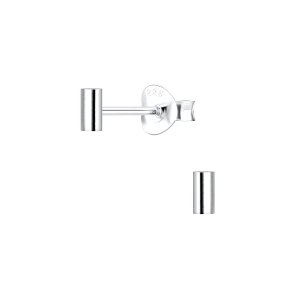 Silver Bar Stud Earrings - 2671