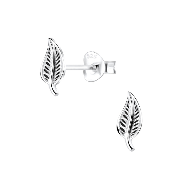 Silver Leaf Stud Earrings - 2677