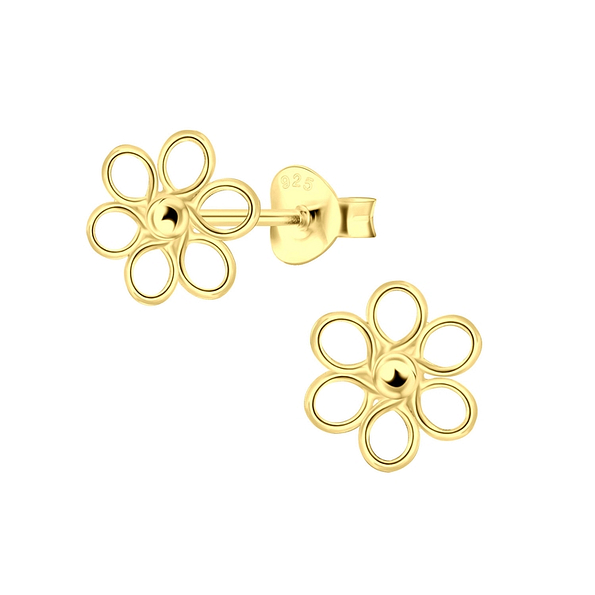Silver Flower Stud Earrings - 2594
