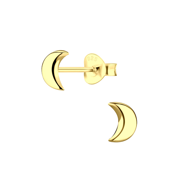 Silver Half Moon Stud Earrings - 2488