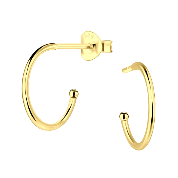 Silver Half Hoop Stud Earrings - 2549