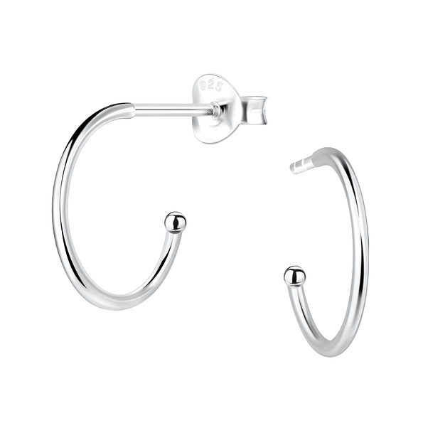 Silver Half Hoop Stud Earrings - 2548 Silver Half Hoop Stud Earrings - 2548