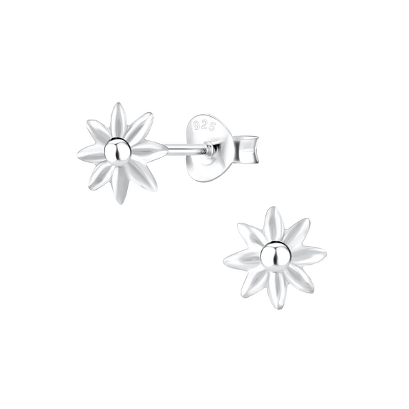 Silver Flower Stud Earrings - 2678