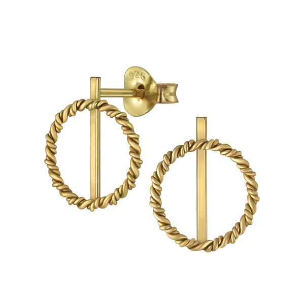 Silver Twisted Circle Stud Earrings - 2597