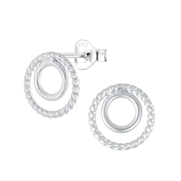 Silver Twisted Circle Stud Earrings - 2600 Silver Twisted Circle Stud Earrings - 2600