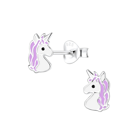 Silver Unicorn Stud Earrings - 2420