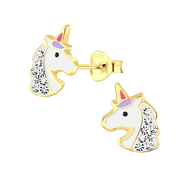 Silver Unicorn Stud Earrings - 2496