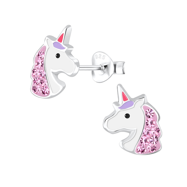 Silver Unicorn Stud Earrings - 2494