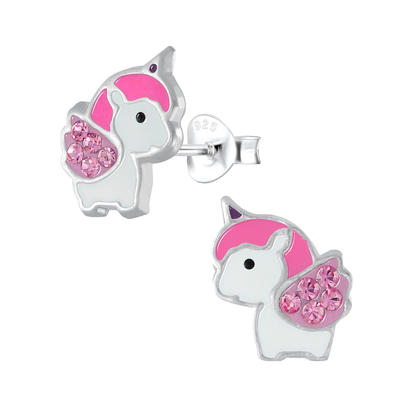 Silver Unicorn Stud Earrings - 2522