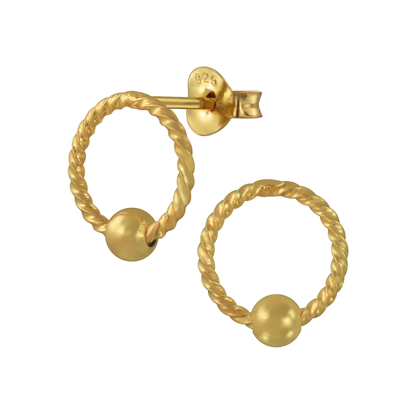 Silver Ball And Twisted Circle Stud Earrings - 2796