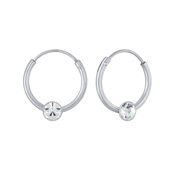 3mm Round Crystal Hoop Earrings - 2655