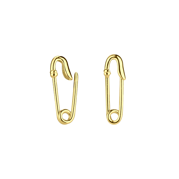 Silver Safety Pin Hoop Earrings - 4050