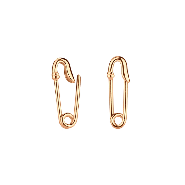 Silver Safety Pin Hoop Earrings - 4051