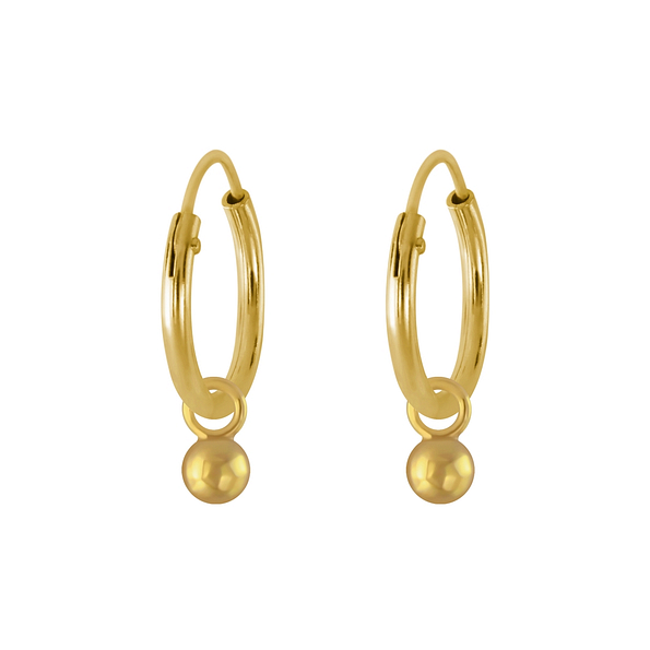 3mm Silver Ball Charm Hoop Earrings - 2612
