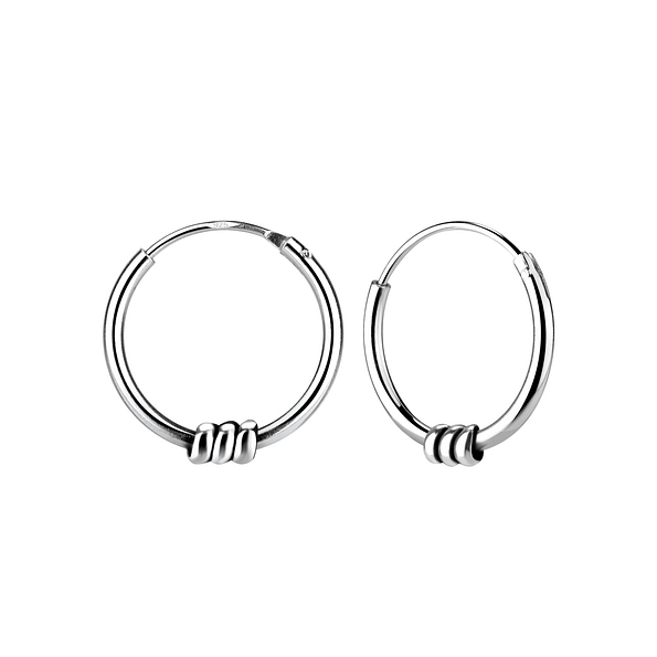 14mm Silver Bali Hoop Earrings - 1503