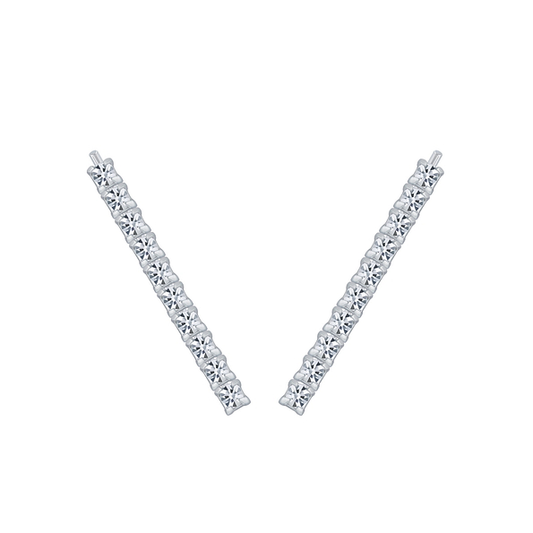 Silver Line Crystal Ear Climbers - 2857