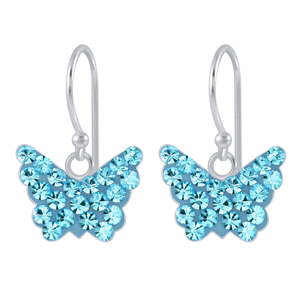 Silver Butterfly Crystal Earrings - 2872