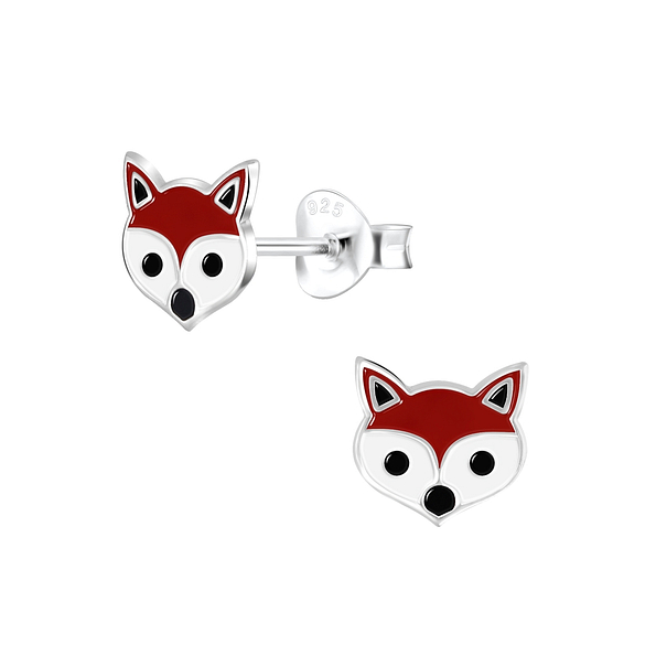 Silver Fox Stud Earrings - 2983