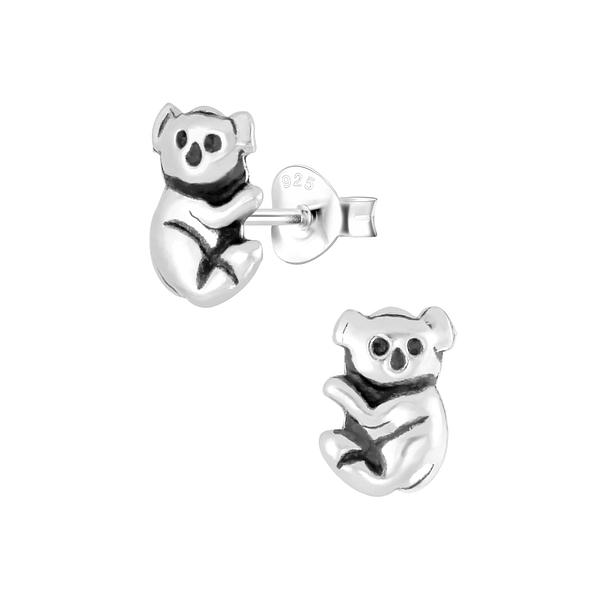 Silver Koala Bear Stud Earrings - 2929