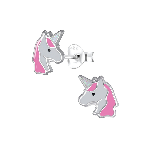 Silver Unicorn Stud Earrings - 2955