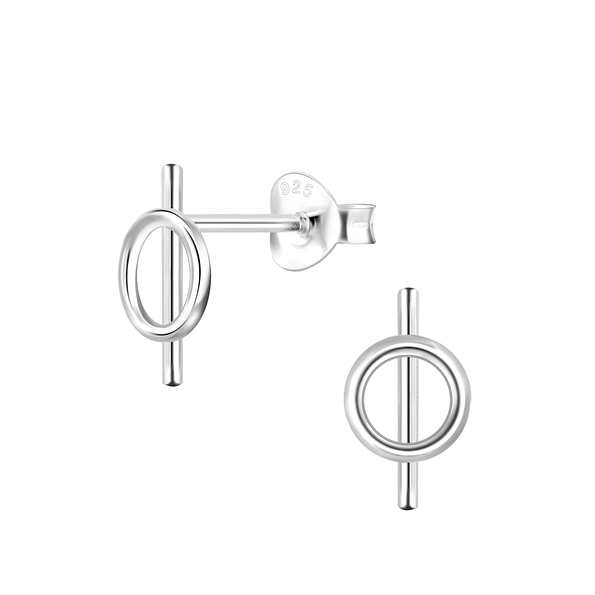 Silver Geometric Stud Earrings - 2914