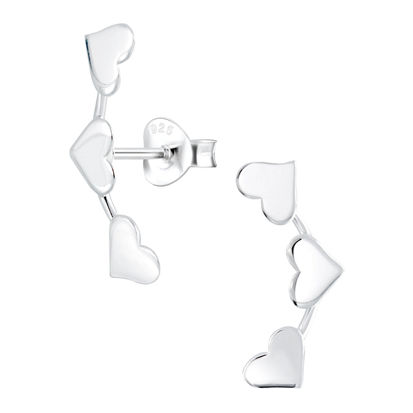 Silver Heart Stud Earrings - Wholesale - 2883 Silver Heart Stud Earrings - Wholesale - 2883