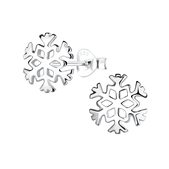 Silver Snow Flake Stud Earrings - 2902
