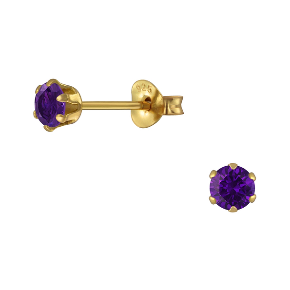 4mm Round Cubic Zirconia Silver Stud Earrings - 2859