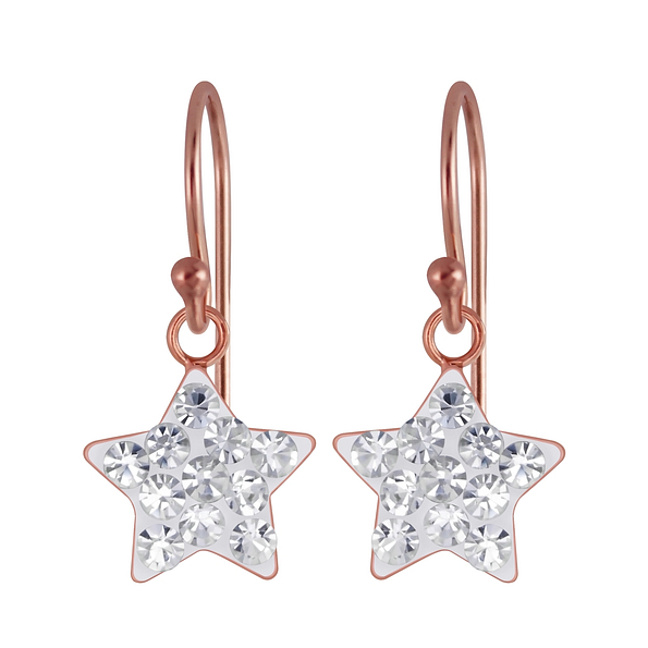 Silver Star Crystal Earrings - 3144