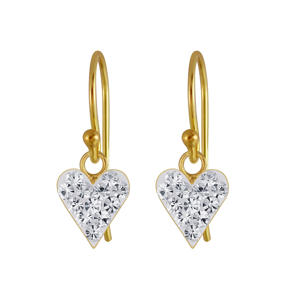 Silver Heart Crystal Earrings - 3147