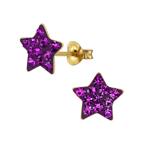 Silver Star Crystal Stud Earrings - 3141