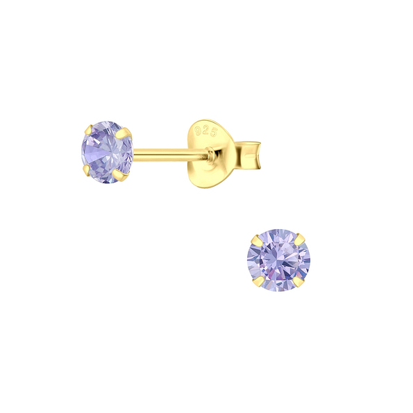 4mm Round Cubic Zirconia Silver Stud Earrings - 3164