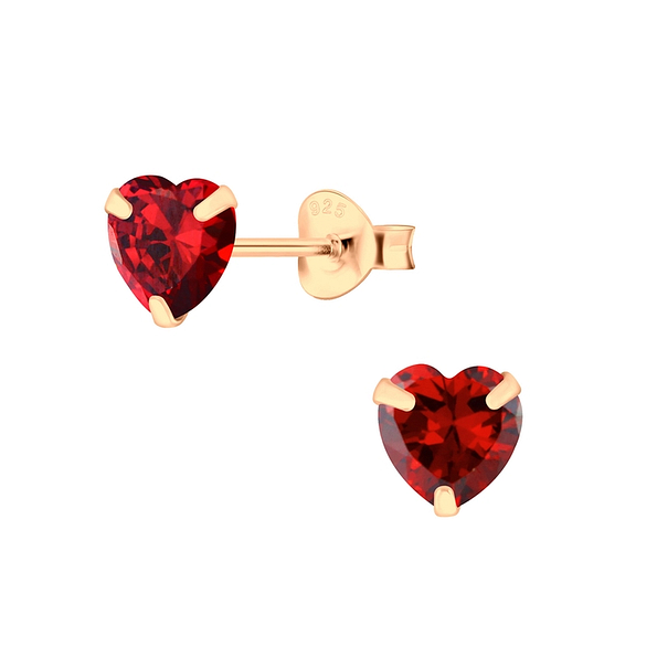 6mm Heart Cubic Zirconia Silver Stud Earrings - 3177