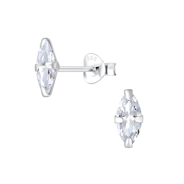 4x8mm Marquise Cubic Zirconia Silver Stud Earrings - 2015