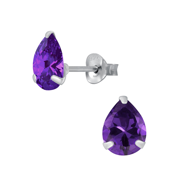 6x8mm Pear Cubic Zirconia Stud Earrings - 3191
