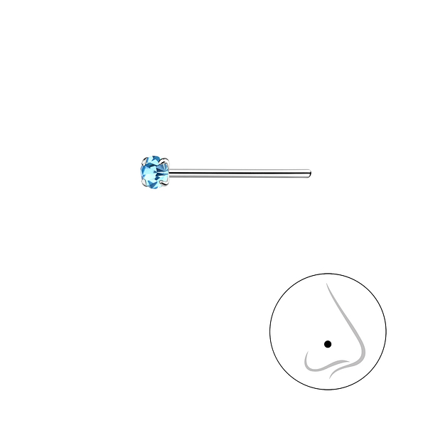 2mm Round Crystal Silver Nose Stud - 3302