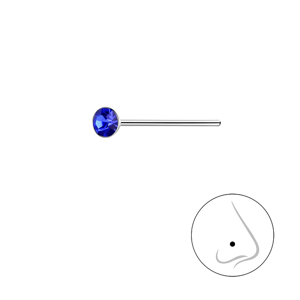 2.5mm Round Crystal Silver Nose Stud - 3269