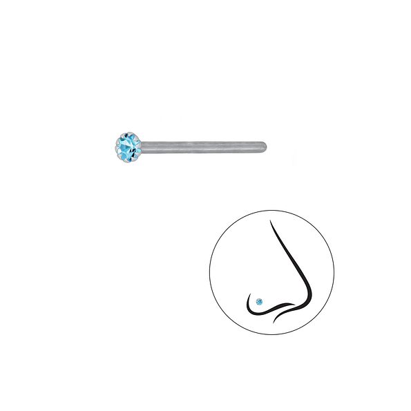 1.8mm Round Crystal Silver Nose Stud - 3310