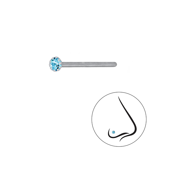 2mm Round Crystal Silver Nose Stud - 3312