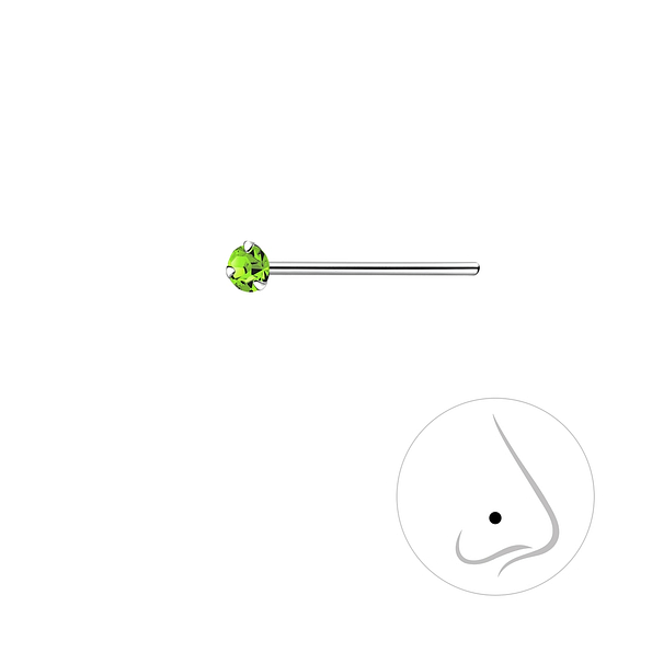 2mm Round Crystal Silver Nose Stud - 3317