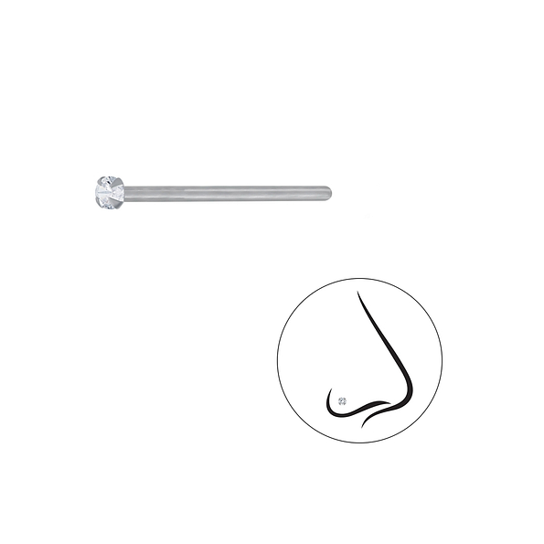 1.5mm Round Cubic Zirconia Silver Nose Stud - 3300