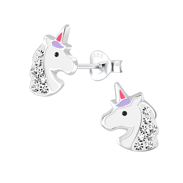 Silver Unicorn Stud Earrings - 2495