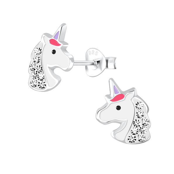 Silver Unicorn Stud Earrings - 2490
