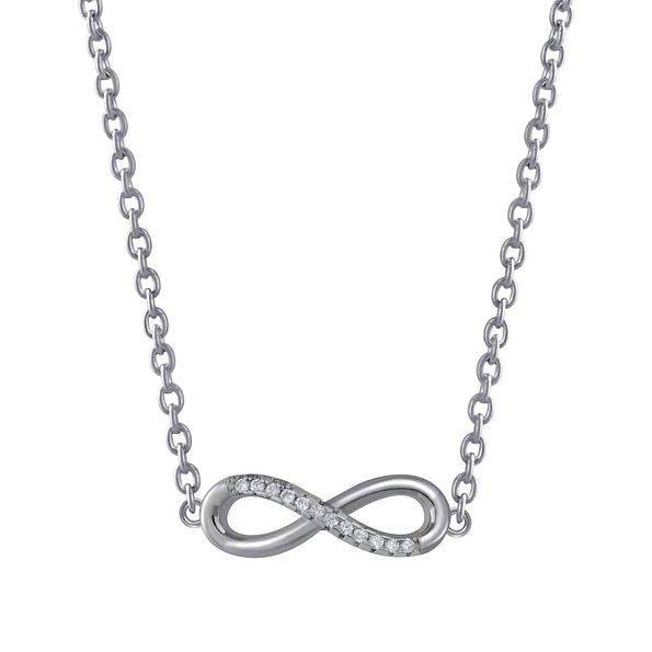 Silver Infinity Cubic Zirconia Necklace - 3422