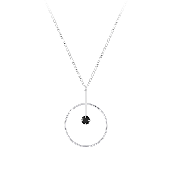 Silver Geometric Cubic Zirconia Necklace - 3439