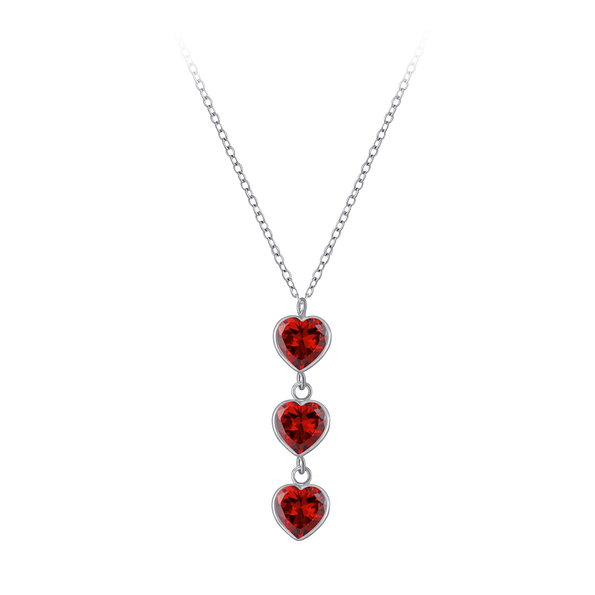 Silver Heart Cubic Zirconia Necklace - 3424