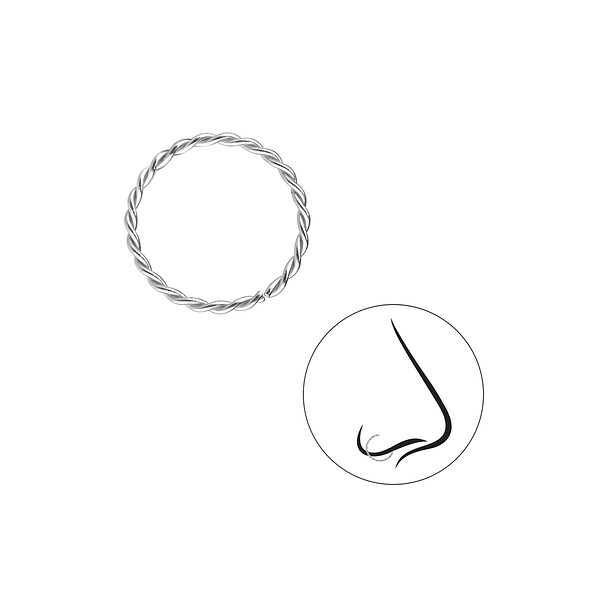 12mm Silver Twisted Continuous Ring - 3348